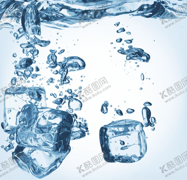 编号：71024807060254242302【酷图网】源文件下载-冰块掉落水中矢量素材