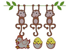潮牌图案3只猴子母鸡鸡蛋