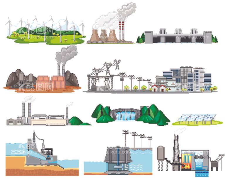 编号：89443812081711385604【酷图网】源文件下载-发电站矢量