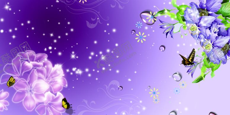编号：36945809261809199702【酷图网】源文件下载-紫罗兰水晶牡丹蝴蝶