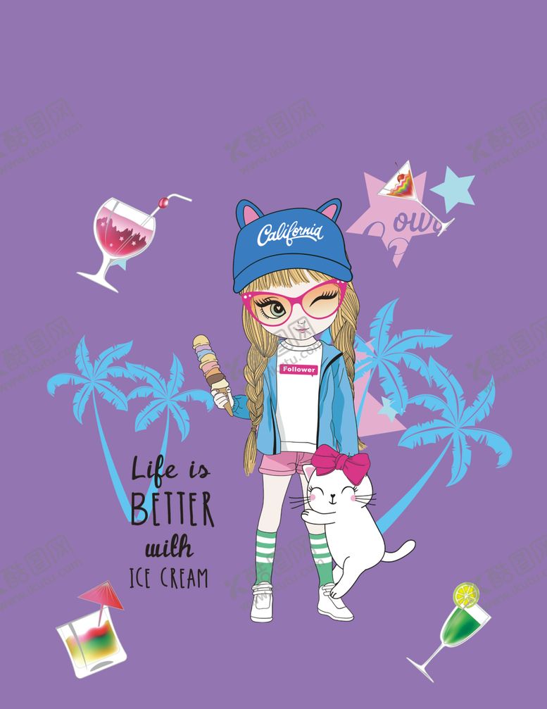 编号：37129210131447587261【酷图网】源文件下载-时尚少女手绘少女手绘美少女