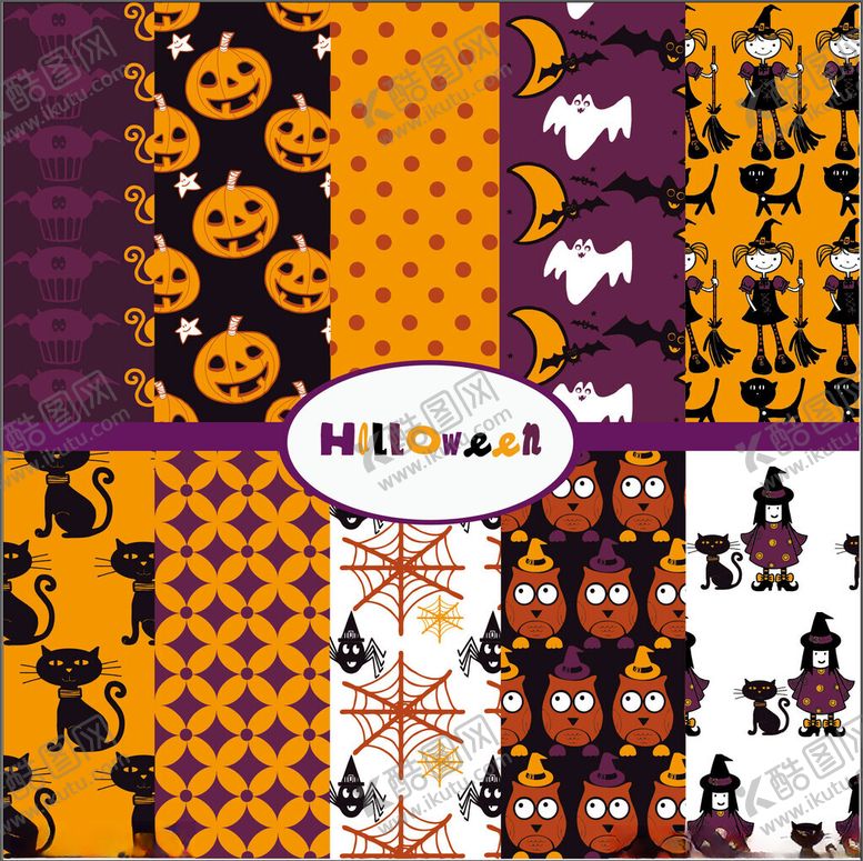 编号：77872010310011522452【酷图网】源文件下载-万圣节图案素材集合