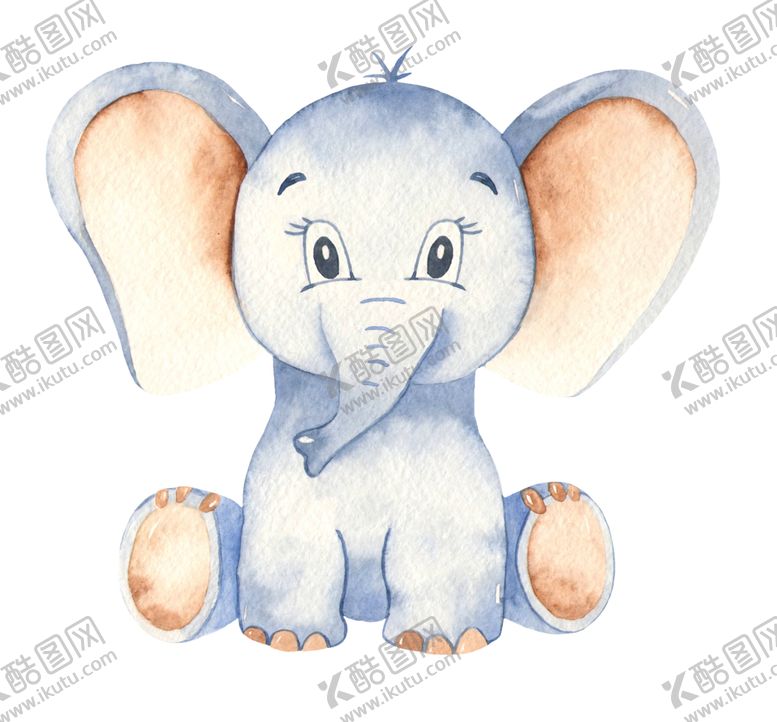 编号：33239710061035053323【酷图网】源文件下载-卡通水彩动物小象