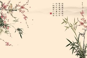 金色玫瑰花鸟背景墙