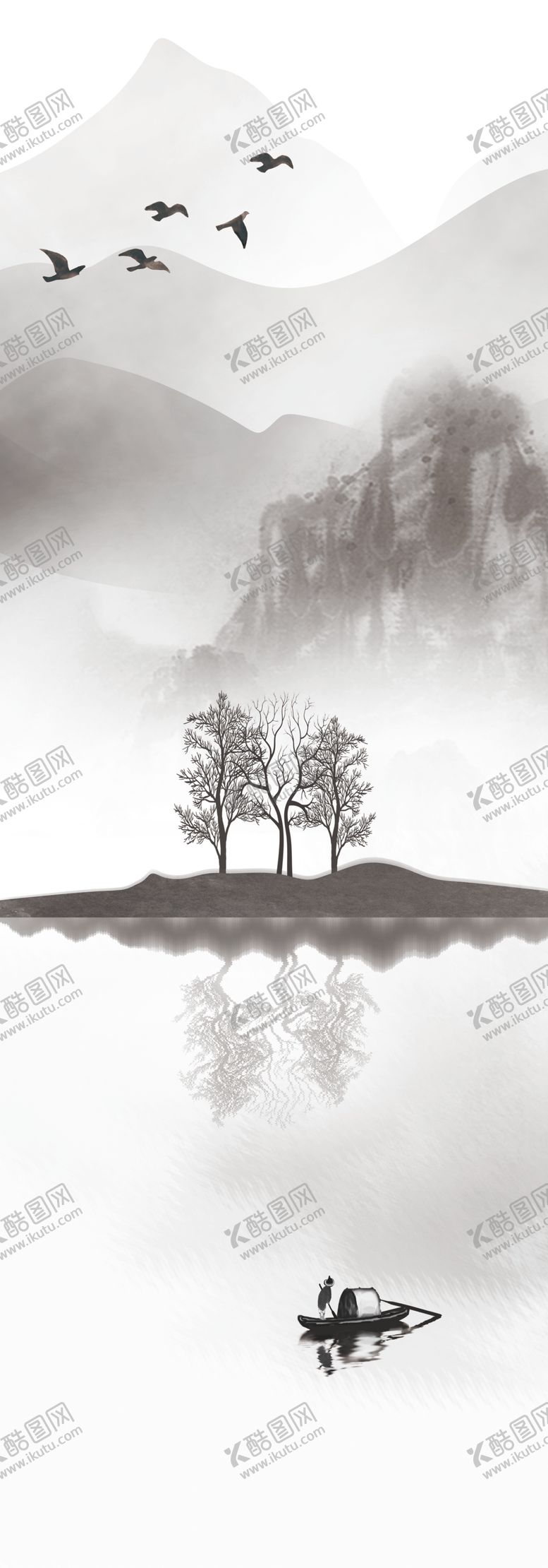 编号：91741409290345376532【酷图网】源文件下载-玄关新中式意境山水背景墙