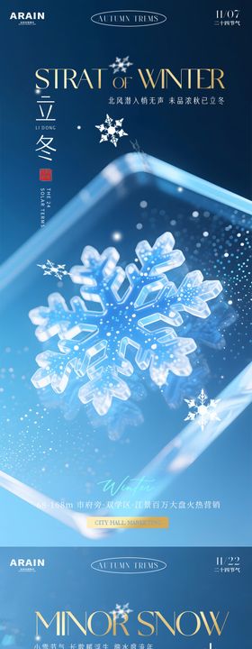 立冬小雪雪花地产海报