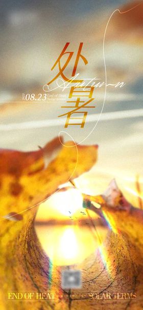 处暑节气海报意境落叶二十四