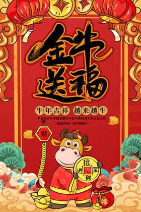 牛年海报新美陈金贺岁插画