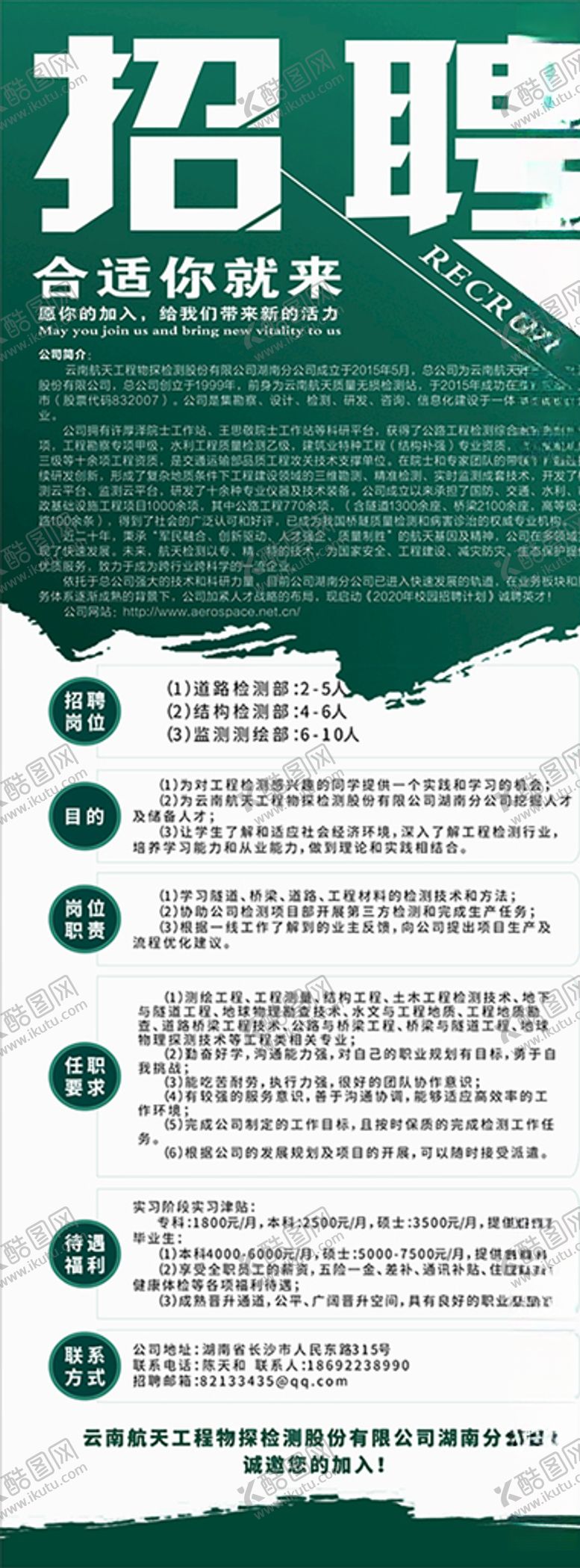 编号：70918309280120351151【酷图网】源文件下载-招聘展架