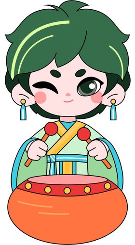 端午拟人形象设计打鼓
