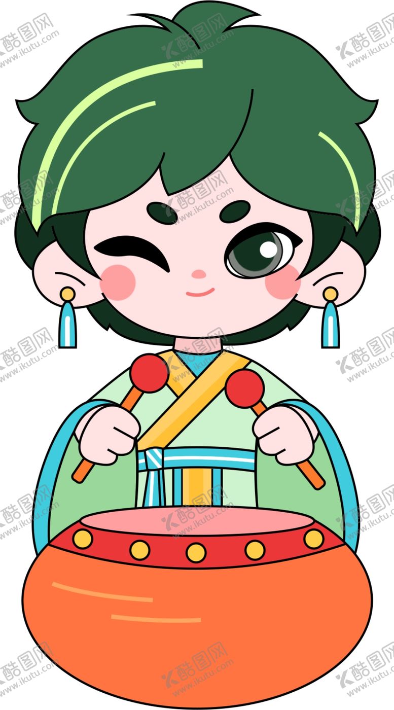 编号：18591204102020415713【酷图网】源文件下载-端午拟人形象设计打鼓