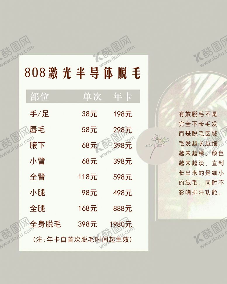 编号：50191910301756238777【酷图网】源文件下载-脱毛价目表