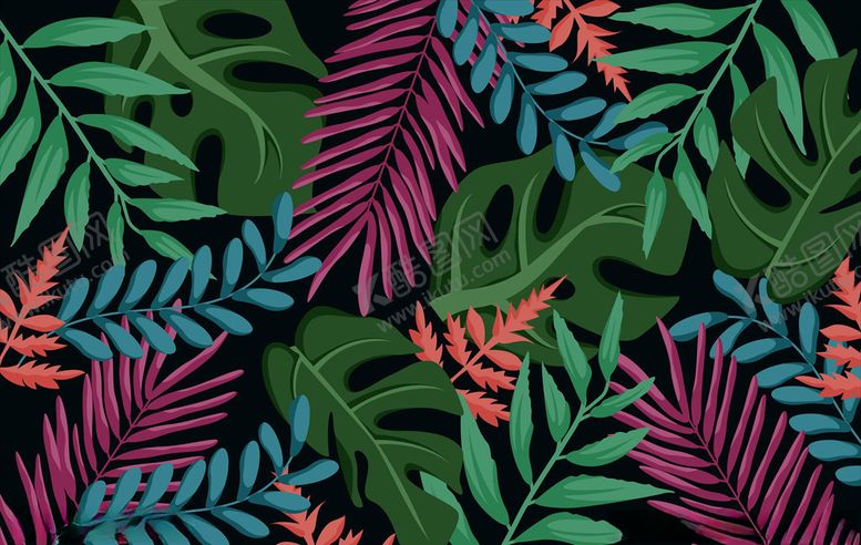 编号：44590309281431524147【酷图网】源文件下载-树叶印花