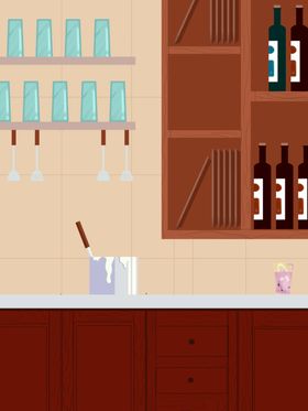 卡通室内书房酒柜