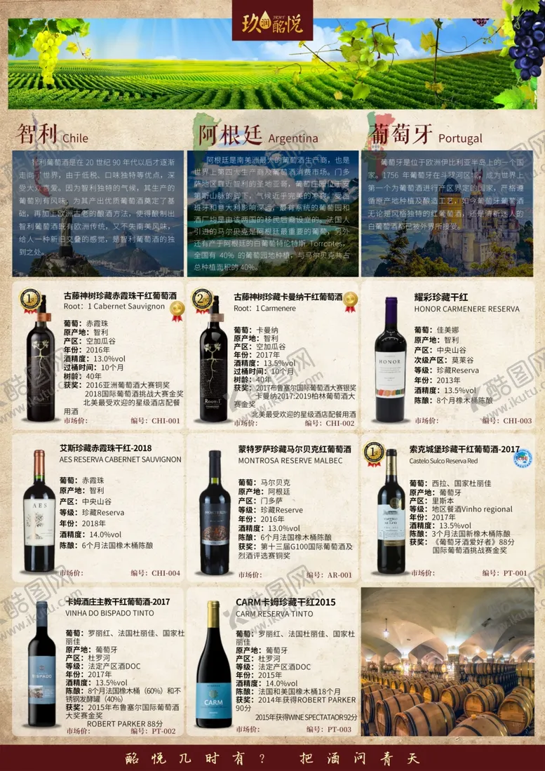 编号：49513904292052373627【酷图网】源文件下载-红酒画册智利阿根廷葡萄牙