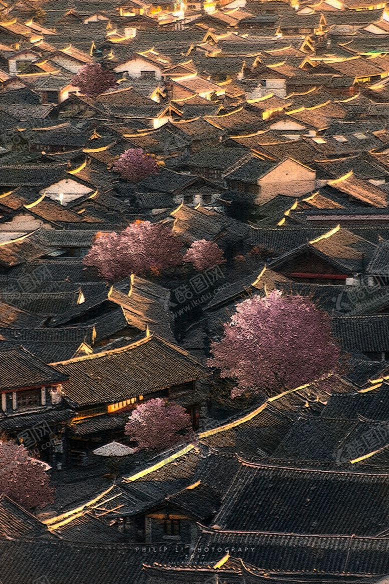 编号：76844710230215305452【酷图网】源文件下载-古风夕阳小镇
