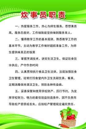炊事员职责刊板