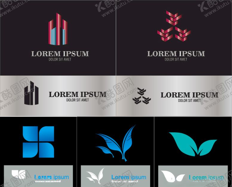 编号：83780209091708574306【酷图网】源文件下载-叶子与几何图案标志创意矢量素材