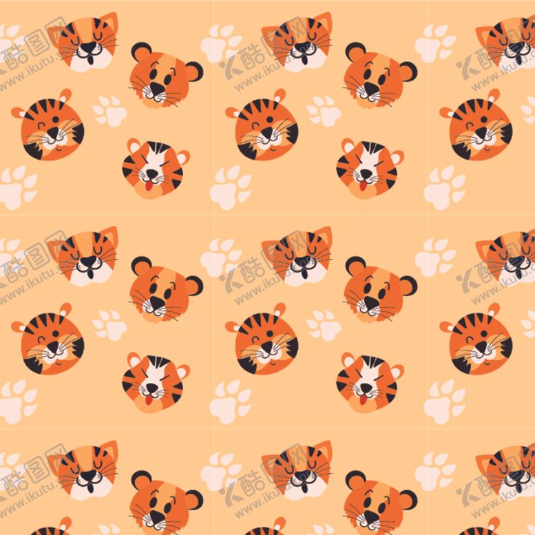 编号：11636509281621419174【酷图网】源文件下载-卡通老虎花纹