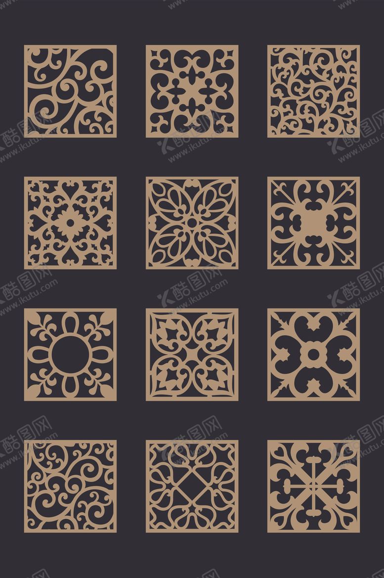 编号：34736710050324244397【酷图网】源文件下载-金色古典图案装饰花纹