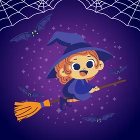 卡通魔女万圣节巫法