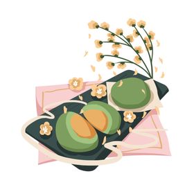 清明节素材手绘中式青团