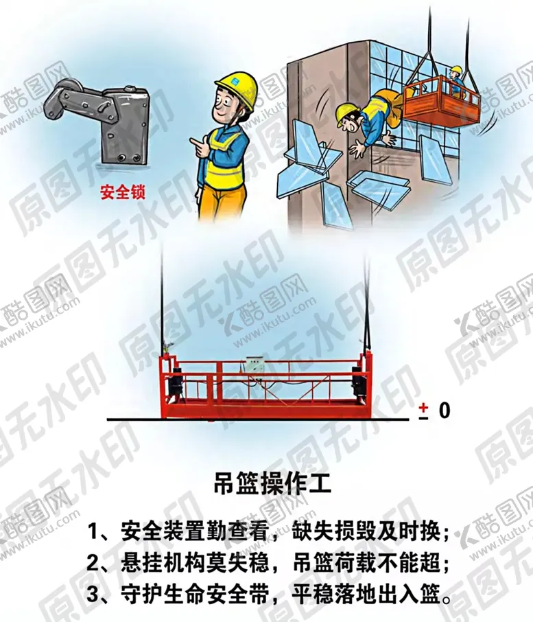 编号：52911007010505407620【酷图网】源文件下载-安全生产漫画一吊篮操作员