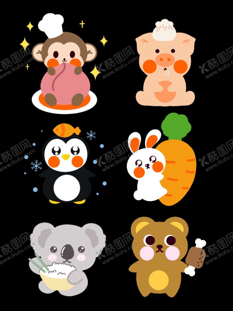 编号：55824510041149086609【酷图网】源文件下载-可爱卡通小动物贴纸素材