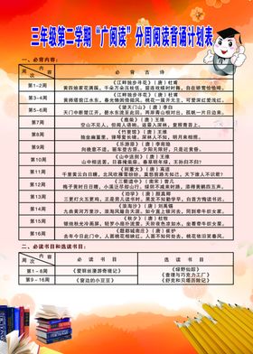 三年级第二学期广阅读计划表