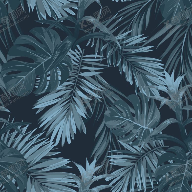 编号：90384504170058071866【酷图网】源文件下载-深蓝色叶纹图案背景