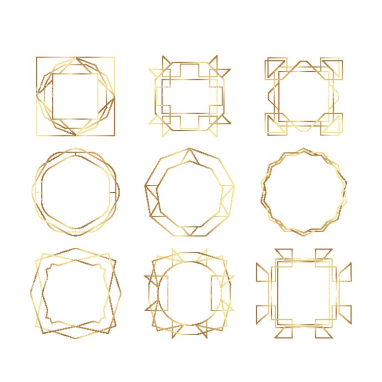 编号：20506301140125437838【酷图网】源文件下载-金色几何图形边框