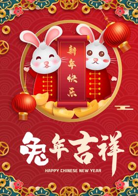 兔年背景2023虎新贺卡