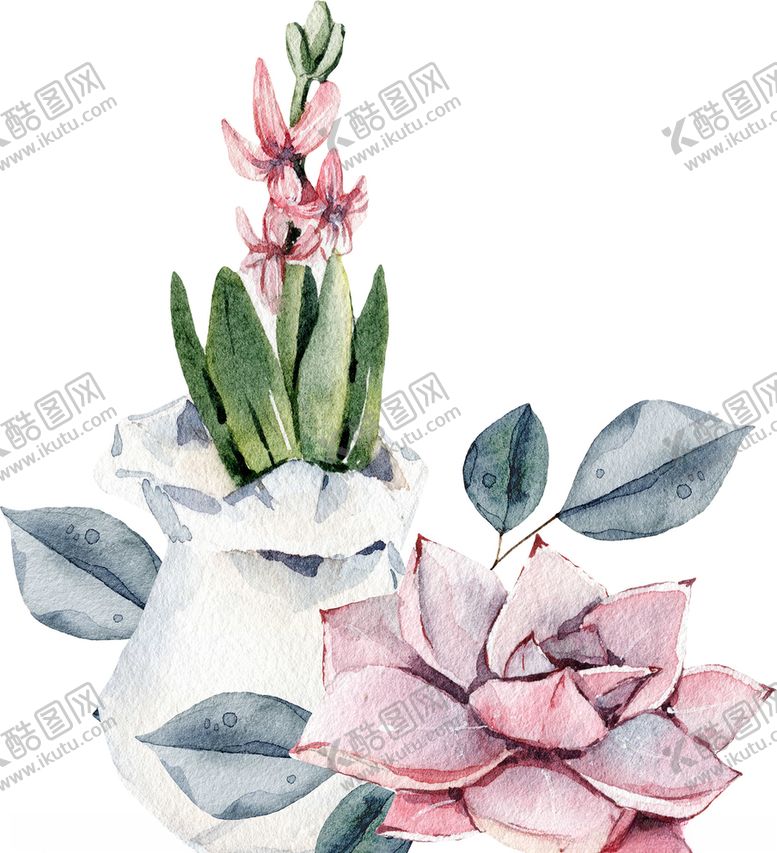 编号：29389904231545324910【酷图网】源文件下载-水彩多肉植物png素材