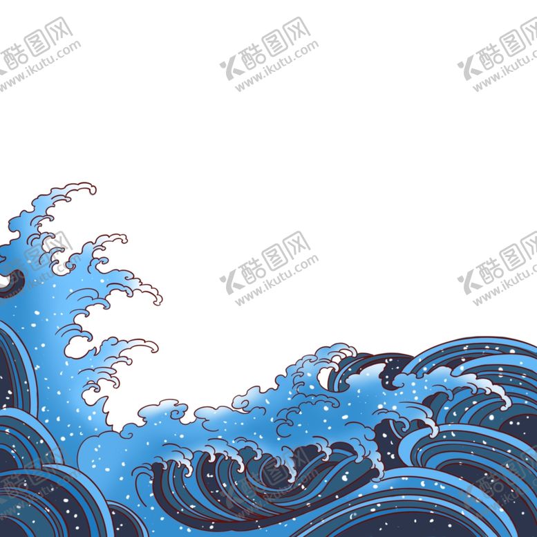 编号：30427609152246055192【酷图网】源文件下载-新年国潮浪花祥云边框