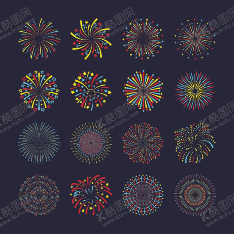 编号：51743409271452062818【酷图网】源文件下载-烟花色彩斑斓新年快乐