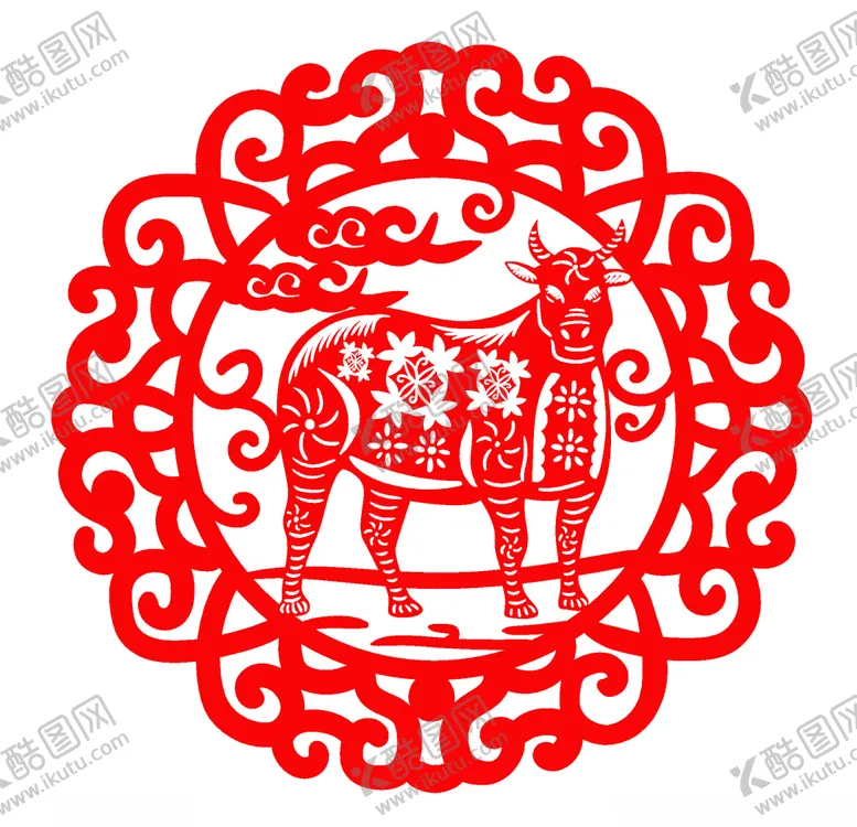 编号：61551904201909035305【酷图网】源文件下载-牛年剪纸