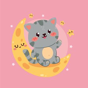 卡通背景猫猫咪开心