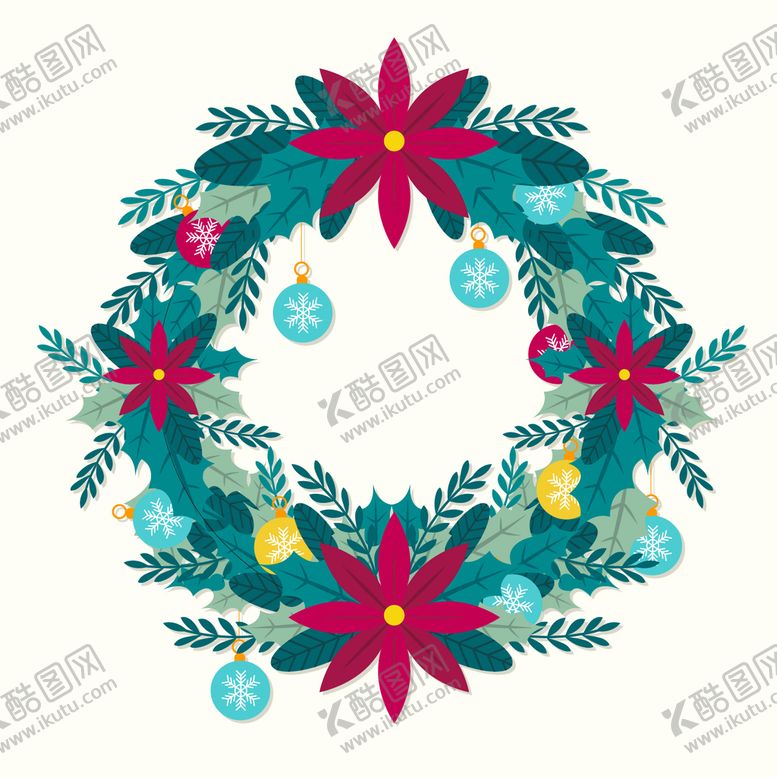 编号：93017602080318123803【酷图网】源文件下载-圣诞节花环 