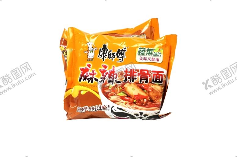 编号：56489607070345305789【酷图网】源文件下载-免扣康师傅麻辣排骨面正反面包装