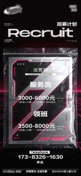 酒吧招募计划海报