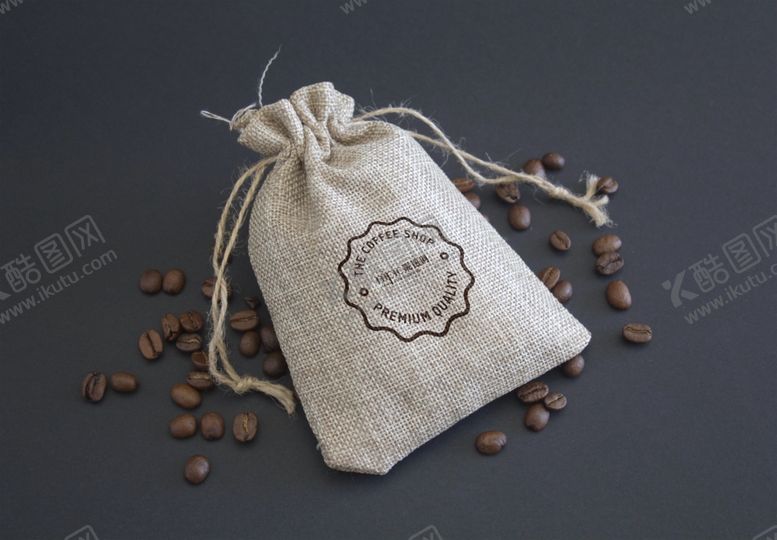 编号：11217109101201312027【酷图网】源文件下载-麻布袋子样机贴图咖啡豆