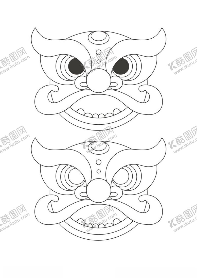 编号：77639602240944076964【酷图网】源文件下载-狮子矢量线稿