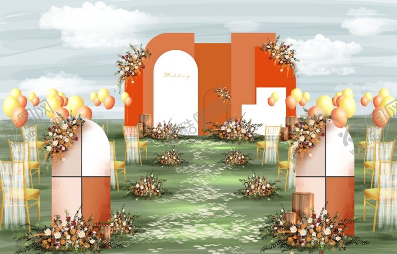 编号：28099709110752349887【酷图网】源文件下载-橙色婚礼图片