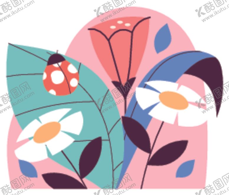 编号：43349004281234509291【酷图网】源文件下载-花卉瓢虫插画图案设计