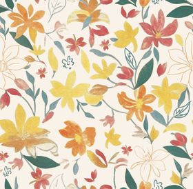 多彩花卉图案条纹纸