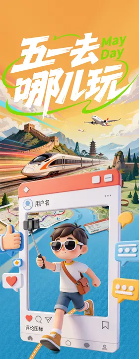 五一去哪儿玩旅游海报图