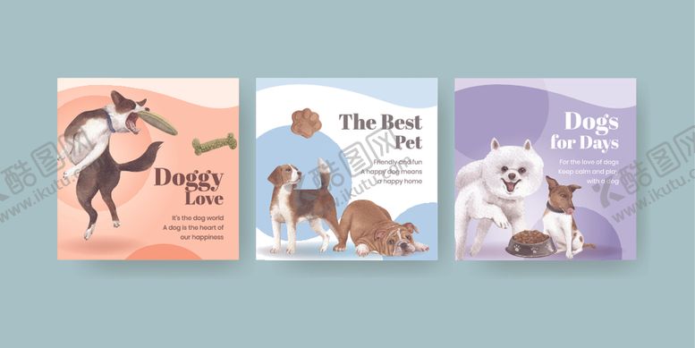 编号：90533204031913543701【酷图网】源文件下载-可爱萌宠插画三幅组图