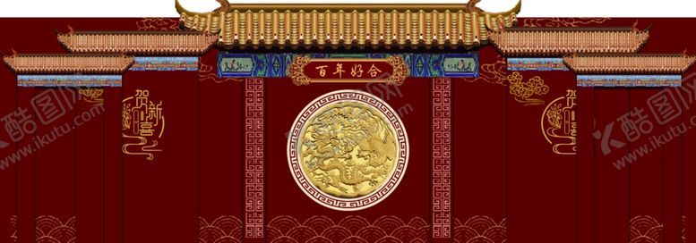 编号：79279909220441171583【酷图网】源文件下载-中式古典建筑大门元素