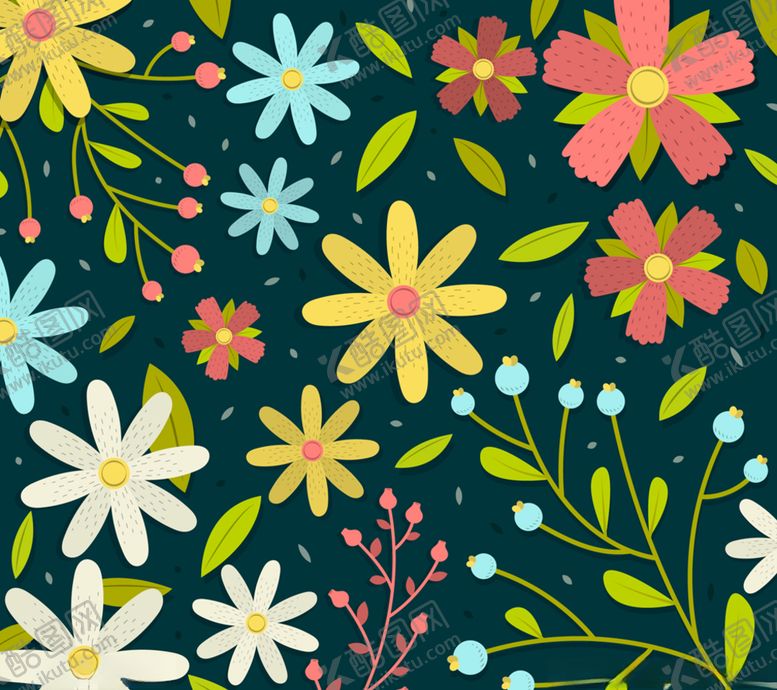 编号：95624511010502323965【酷图网】源文件下载-彩色花朵暗色背景