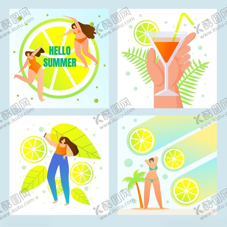 编号：95147510310612014360【酷图网】源文件下载-夏日柠檬主题插画元素